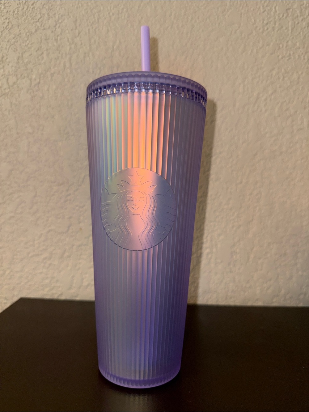Starbucks Lavender Iridescent Ribbed Tumbler with Straw